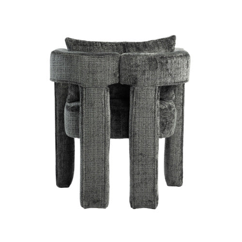 GOMYWAY Modern Chenille Lounge Chair With A Unique Hollow Armrest Design, With Comfortable Cushions And Pillows, Suitable For Living Rooms, Dining Rooms, Bedrooms And Offices Dark Gray,set Of 2