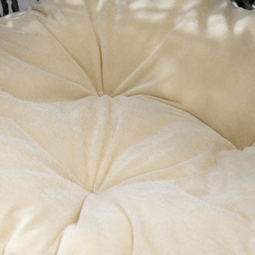 PawHut Rattan Elevated Cat Bed House Kitten Basket Ball Shaped Pet Furniture W Removable Cushion - Silver-Tone And Grey