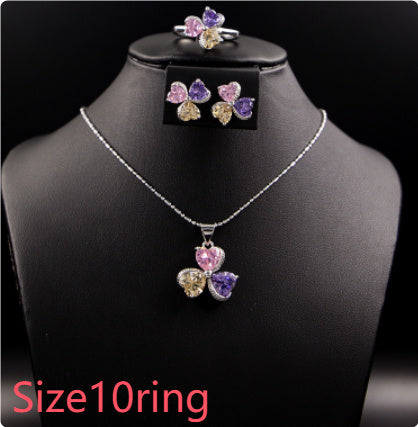 Clover Zircon Diamond Jewellery Set Women