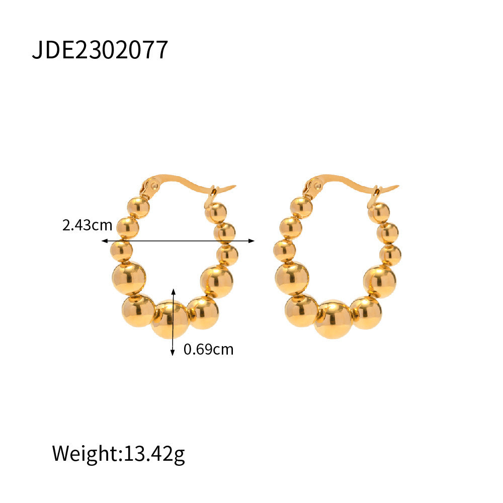 Stainless Steel Bead Eardrop Earring