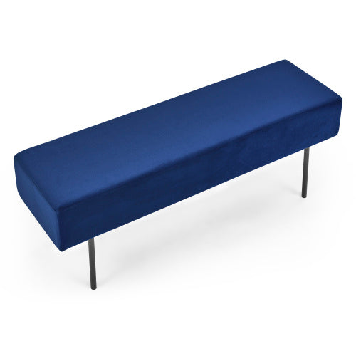 Contemporary Style Bedroom Velvet Upholstered Bench, Blue  45 X13x 17