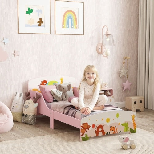 AIYAPLAY Cute Animal-Themed Toddler Bed, With Safety Rails, 143 X 77 X 60cm