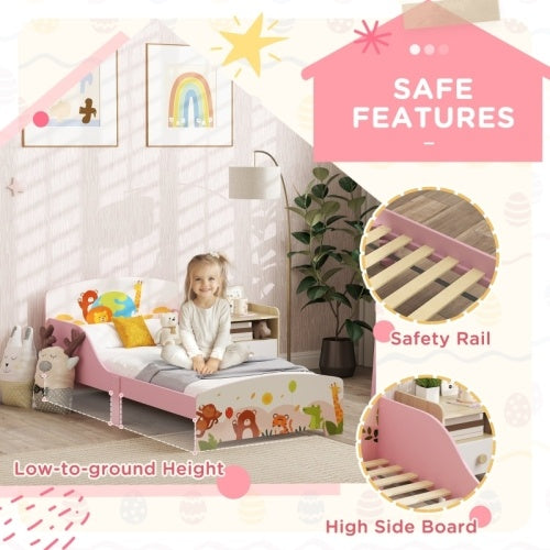 AIYAPLAY Cute Animal-Themed Toddler Bed, With Safety Rails, 143 X 77 X 60cm