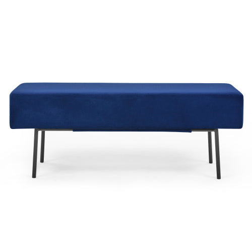 Contemporary Style Bedroom Velvet Upholstered Bench, Blue  45 X13x 17