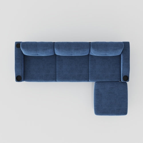Convertible Combination Sofa Sofa L-Shaped Sofa With Storage Cabinet Footstool, Living Room Navy Blue Sofa, Living Room Bedroom Office Small Space 3-Seater Combination Sofa