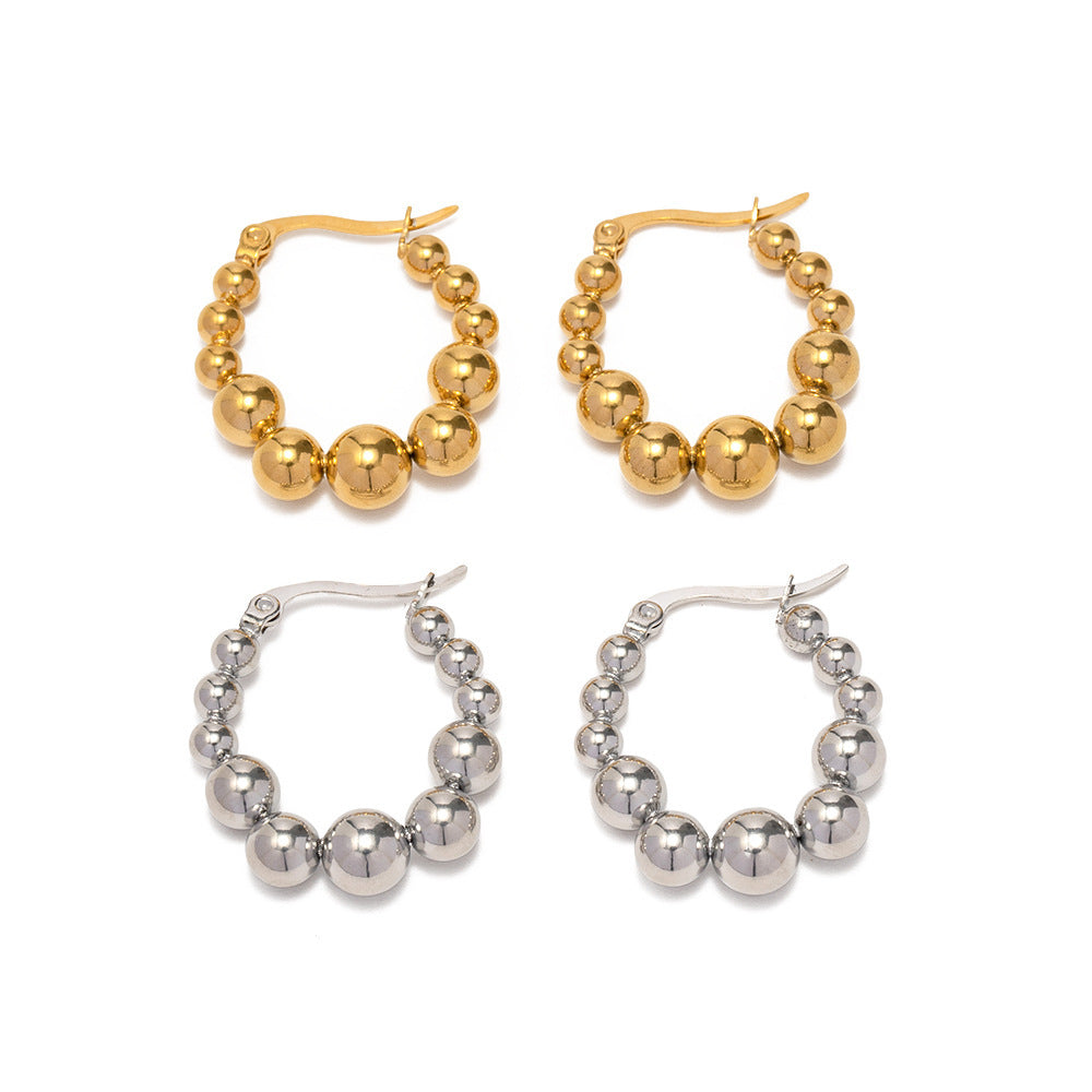 Stainless Steel Bead Eardrop Earring