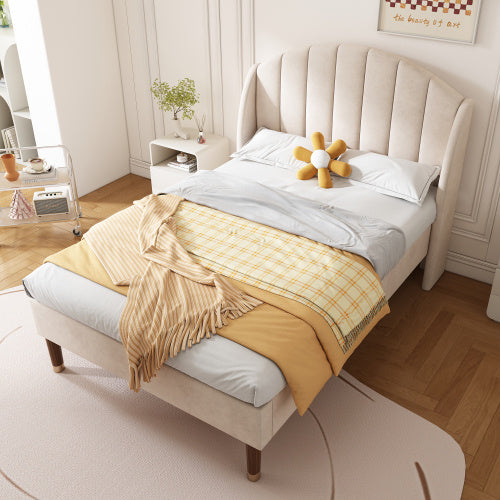 Upholstered Bed,Single Bed-3ft 90x190cm ,with Slatted Frame And Headboard, Youth Bed, Wooden Slatted Support, Easy Assembly, Velvet, Pink