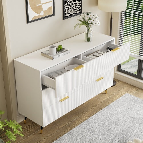 Elegant Sideboard With Modern Design, Chest Of Drawers And Plenty Of Storage Space, Golden Handles