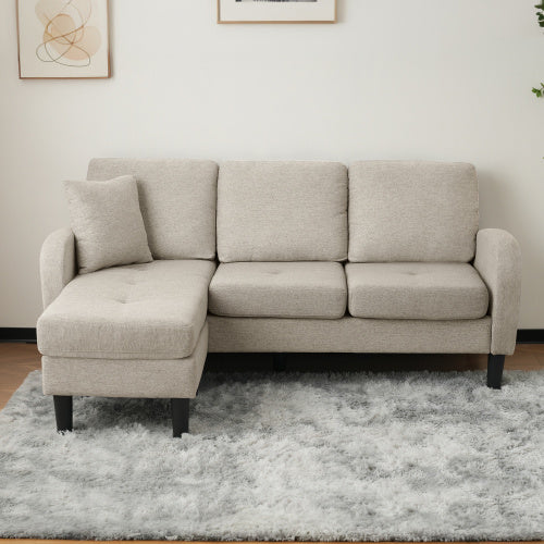 L-L-shaped Corner Sofa With Chaise Lounge  3Seater Sofa, 166 X 118 X 77 Cm, Breathable Cotton Linen Fabric, Plastic Legs, Modular Design, Ideal For Living Rooms, Apartments, And Offices