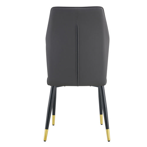 4 Modern Dining Chairs With Stylish PU Patterned Backrest And Black Metal Legs For A Comfortable Home Experience In The Kitchen, Bedroom And Office.