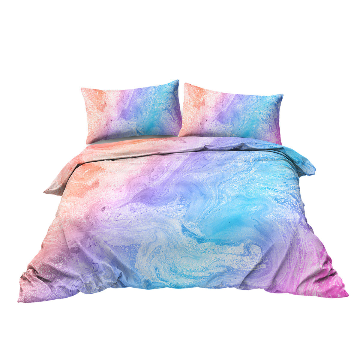 Luxury Bedding Set Rainbow Marble Duvet Cover Set Rock Girls Bed Cover Set Nature Colorful Bedlinen Twin Size