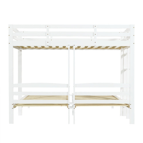 Bunk Bed Triple Sleeper With Side Ladder For Children And Teens 3FT, White 90x190cm,90x200cm  Mattress Not Included