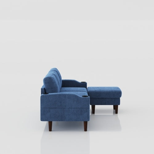 Convertible Combination Sofa Sofa L-Shaped Sofa With Storage Cabinet Footstool, Living Room Navy Blue Sofa, Living Room Bedroom Office Small Space 3-Seater Combination Sofa