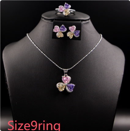 Clover Zircon Diamond Jewellery Set Women