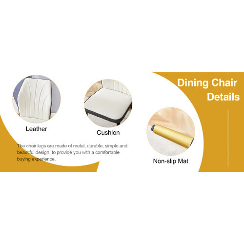 4 Modern Dining Chairs With Stylish PU Patterned Backrest And Black Metal Legs For A Comfortable Home Experience In The Kitchen, Bedroom And Office.