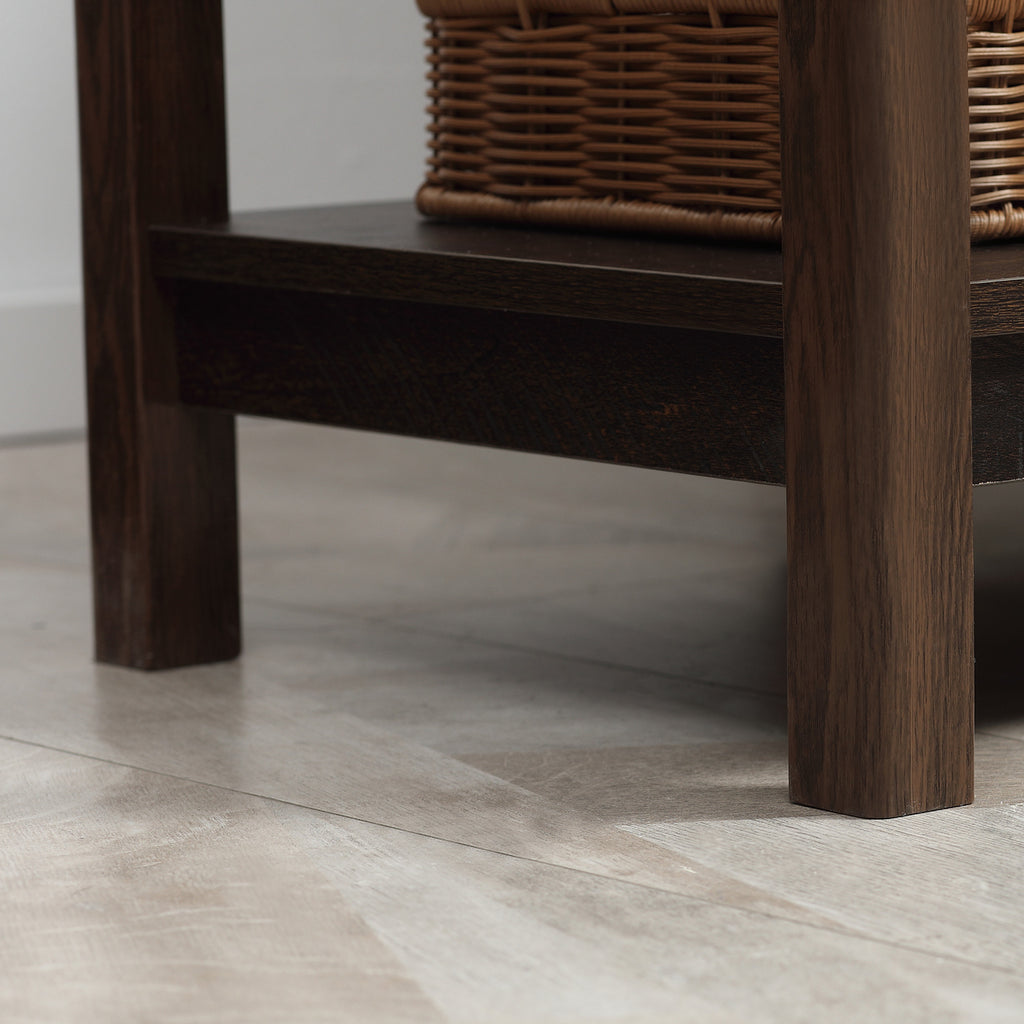 Dark Brown Nightstand With Drawer And Shelves Compact Design For Small Spaces Bedroom Furniture