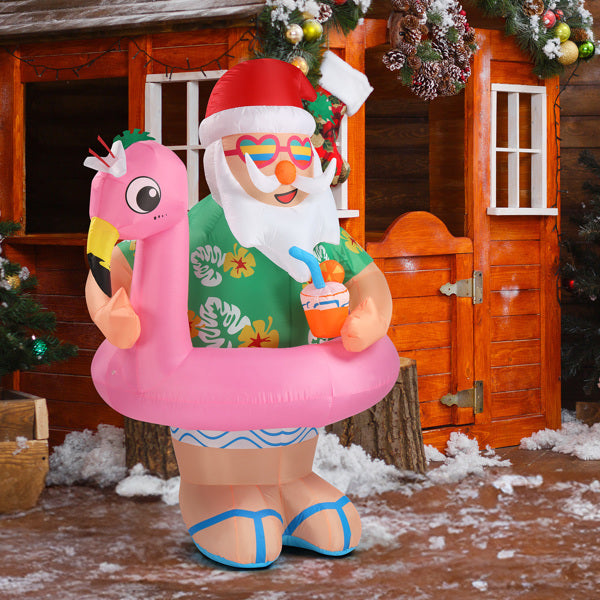 5.9ft Hawaiian Elderly Inflatable Christmas Decoration With 6 LED Lights, Drawstring Bag, 12V 1250mA US Standard