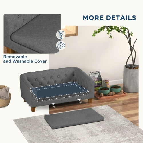 PawHut Dog Sofa Bed W  Soft Cushion For Medium Dogs - Grey