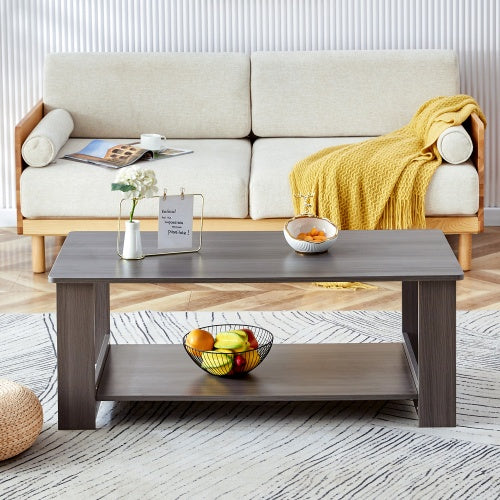 A Modern And Practical Gray Textured Coffee Table,tea Table.Double Layered Coffee Table Made Of MDF Material,. Suitable For Living Room,bedroom And Study Room. 43.3x21.6x16.5 CT16