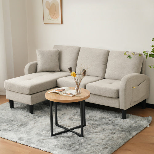 L-L-shaped Corner Sofa With Chaise Lounge  3Seater Sofa, 166 X 118 X 77 Cm, Breathable Cotton Linen Fabric, Plastic Legs, Modular Design, Ideal For Living Rooms, Apartments, And Offices