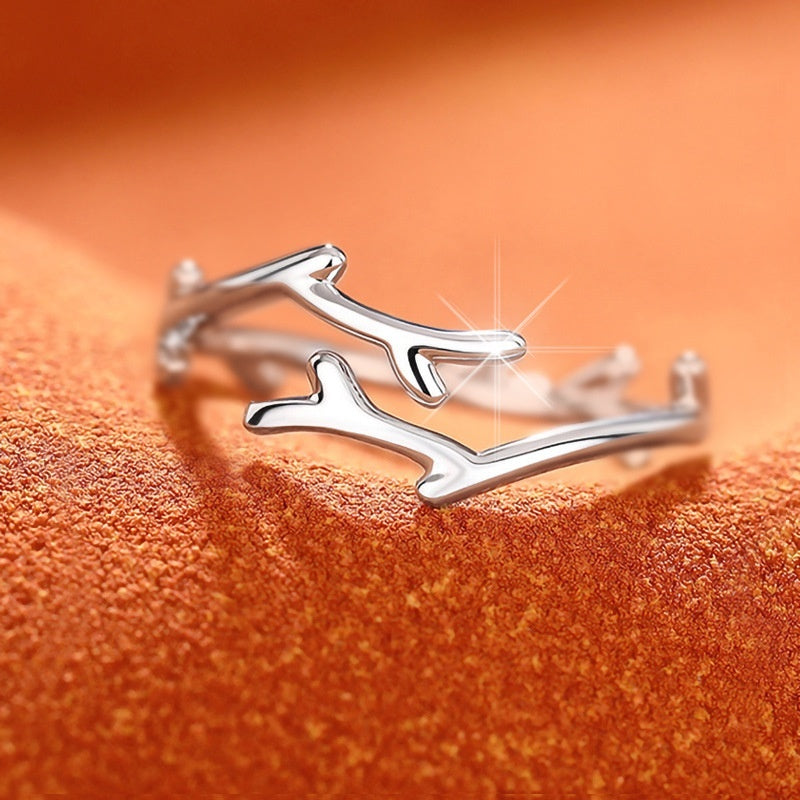 Minimalist Branches Classic Opening Adjustable Ring