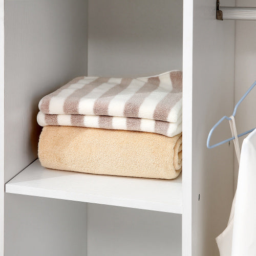 HOMCOM Open Wardrobe On Wheels, Bedroom Wardrobe With Clothes Hanging Rail, 3 Storage Shelves, Mobile Garment Rack For Cloakroom, Hallway, White