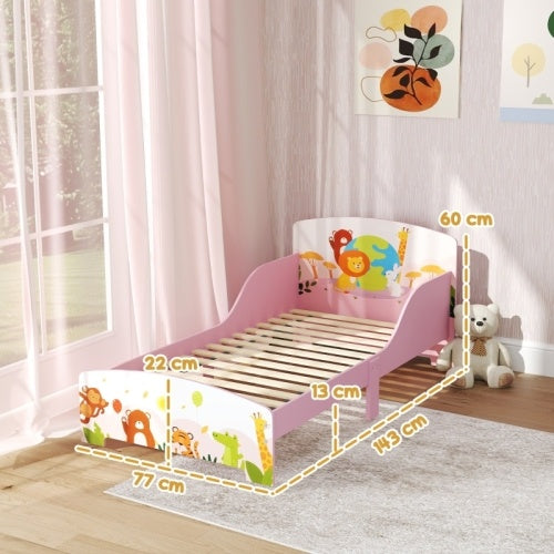AIYAPLAY Cute Animal-Themed Toddler Bed, With Safety Rails, 143 X 77 X 60cm