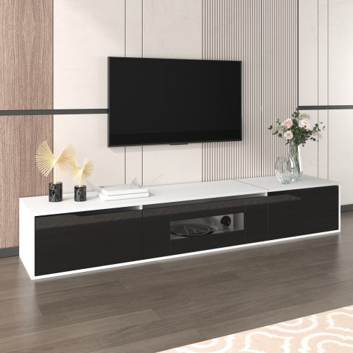 TV Cabinet, High-gloss TV Cabinet, Matching Colours In White And High-gloss Black, With Colour-changing LED Lights. Only Front Cabinet Door High-gloss