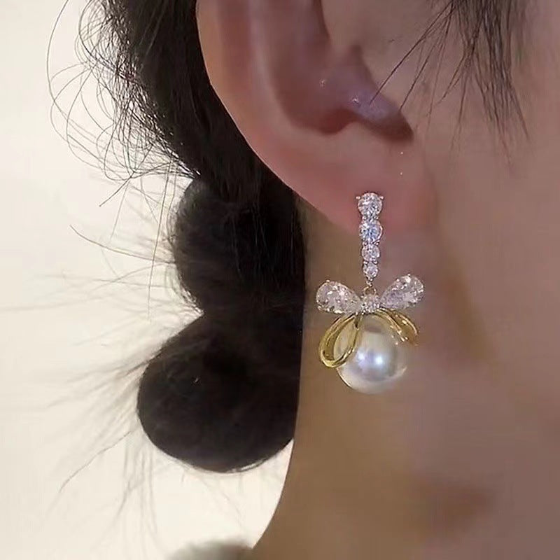 Cute Fashion Bead Bow Earrings For Women