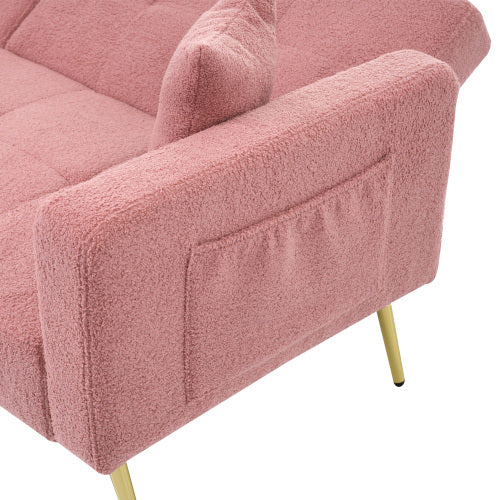 The Sofa Bed Has A Bed Function, Three Adjustable Backrest Angles, Gold Legs, Cushions And Side Storage Pockets