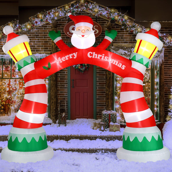 8.9ft Christmas Arch, 7 LED Lights, Drawstring Pockets, Christmas Inflatable Arch