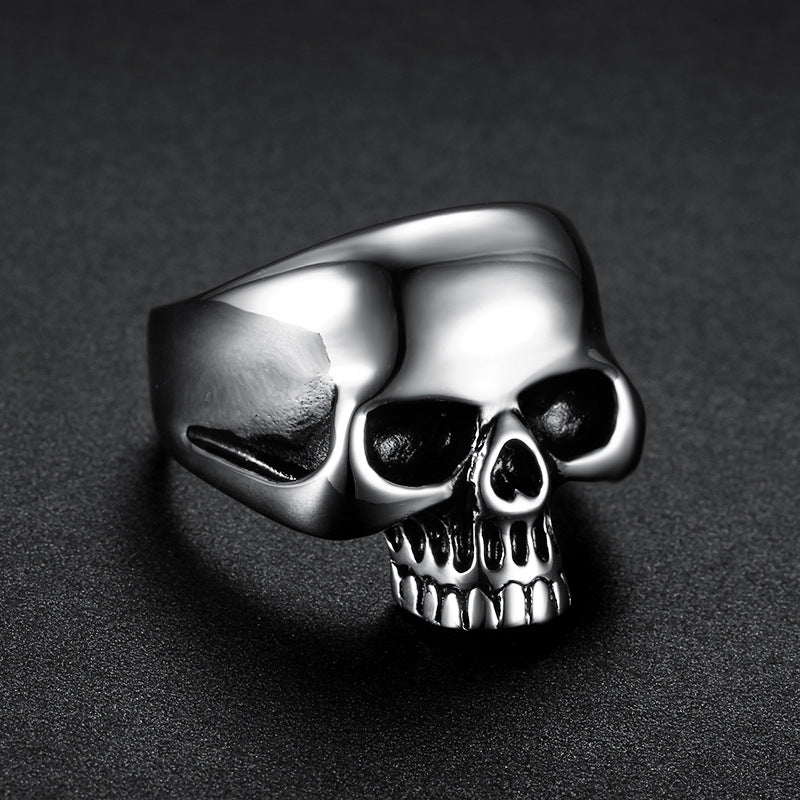 European and American Personality Punk Style Skull Rings Stainless Steel Shiny Skull Men's Rings