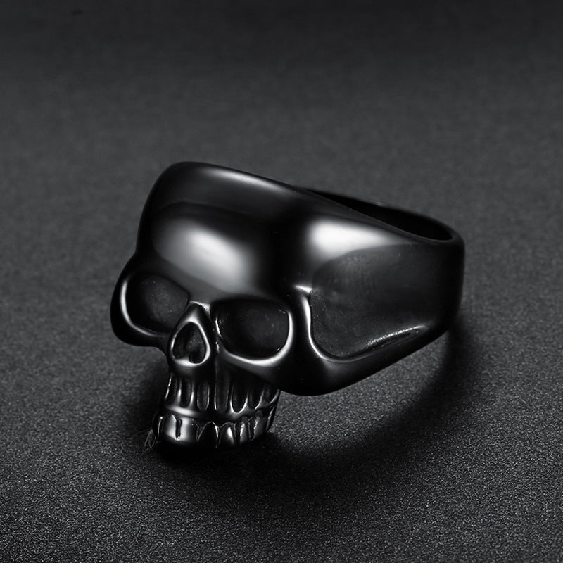 European and American Personality Punk Style Skull Rings Stainless Steel Shiny Skull Men's Rings
