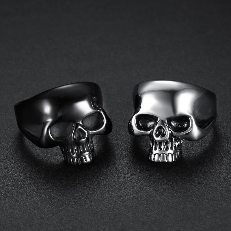 European and American Personality Punk Style Skull Rings Stainless Steel Shiny Skull Men's Rings