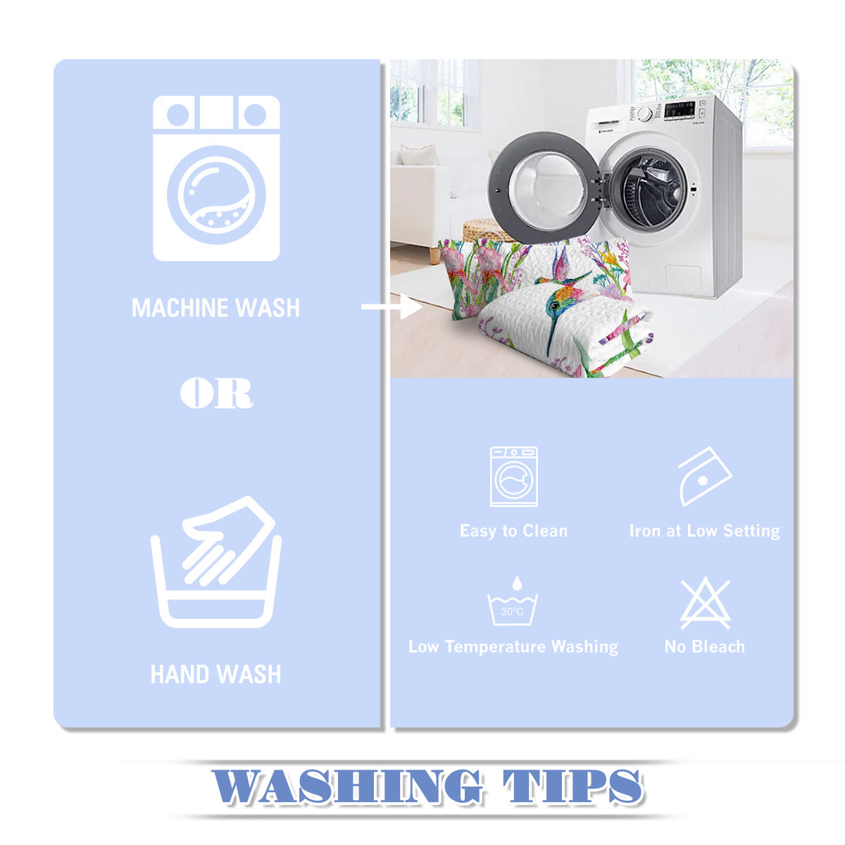 Colorful Bird Flower Design Quilt Set 3 Pieces Queen King Size Soft Warm Bedding Set Include 1 Quilt And 2 Pillowcases For Home Bedroom Decor