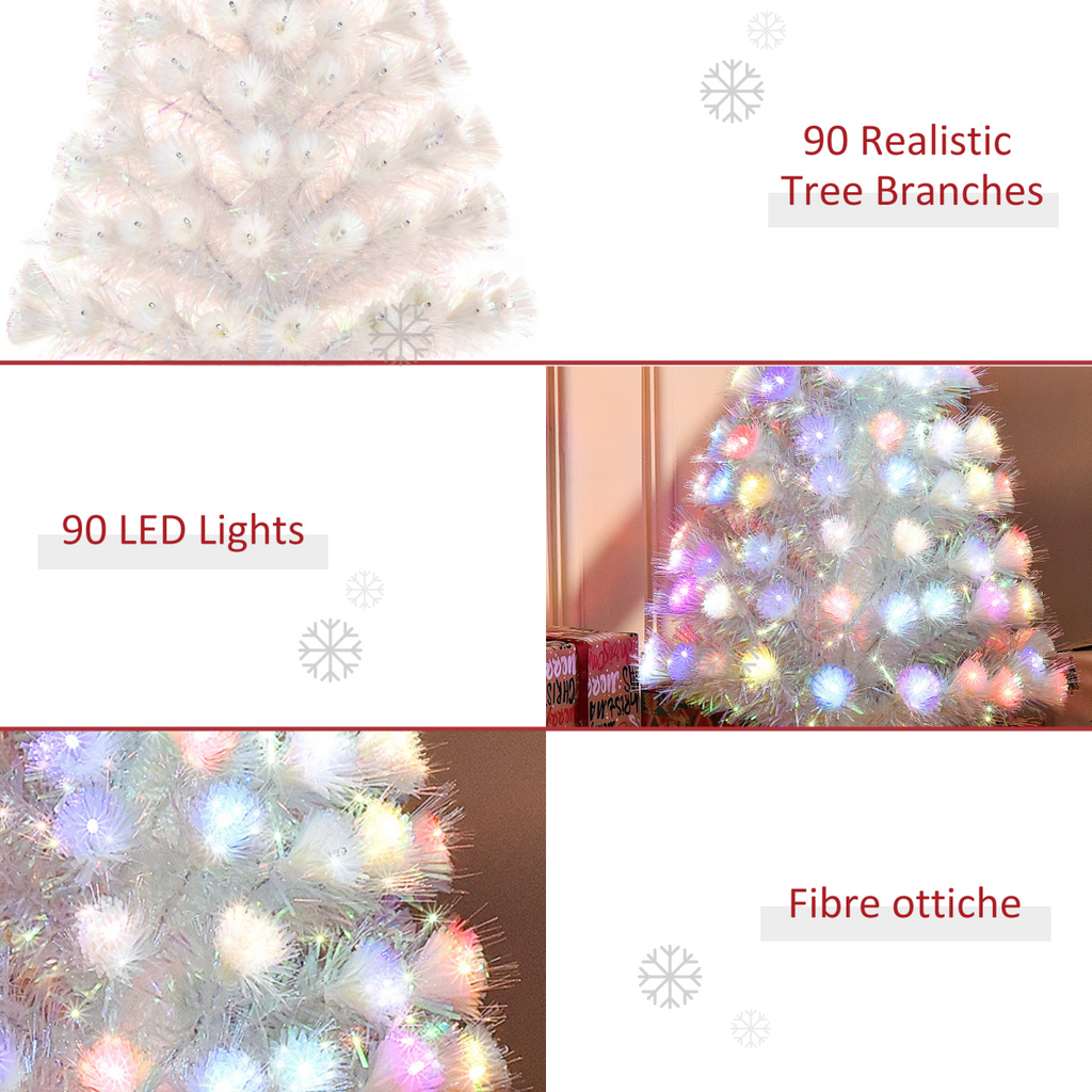 3FT Pre-Lit Artificial Christmas Tree w/ Fibre Optic LED Lights Xmas White