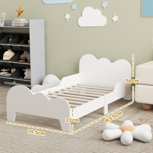 AIYAPLAY Cloud-Themed Toddler Bed Frame With Safety Rails, 143.5 X 74.5 X 56cm