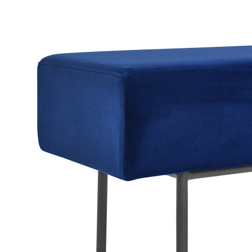 Contemporary Style Bedroom Velvet Upholstered Bench, Blue  45 X13x 17