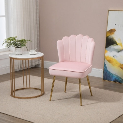 HOMCOM Velvet-Feel Shell Accent Chair