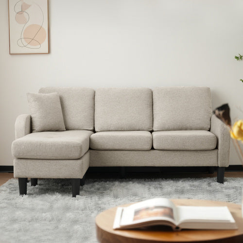 L-L-shaped Corner Sofa With Chaise Lounge  3Seater Sofa, 166 X 118 X 77 Cm, Breathable Cotton Linen Fabric, Plastic Legs, Modular Design, Ideal For Living Rooms, Apartments, And Offices
