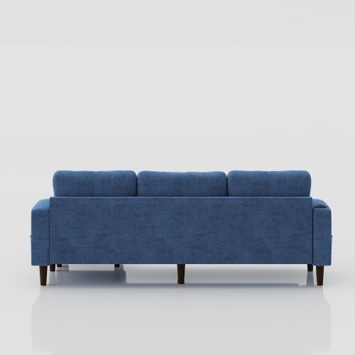 Convertible Combination Sofa Sofa L-Shaped Sofa With Storage Cabinet Footstool, Living Room Navy Blue Sofa, Living Room Bedroom Office Small Space 3-Seater Combination Sofa