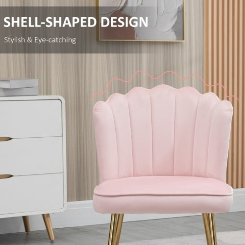 HOMCOM Velvet-Feel Shell Accent Chair