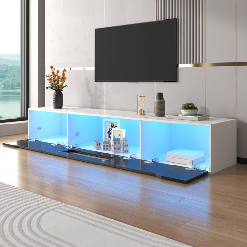 TV Cabinet, High-gloss TV Cabinet, Matching Colours In White And High-gloss Black, With Colour-changing LED Lights. Only Front Cabinet Door High-gloss