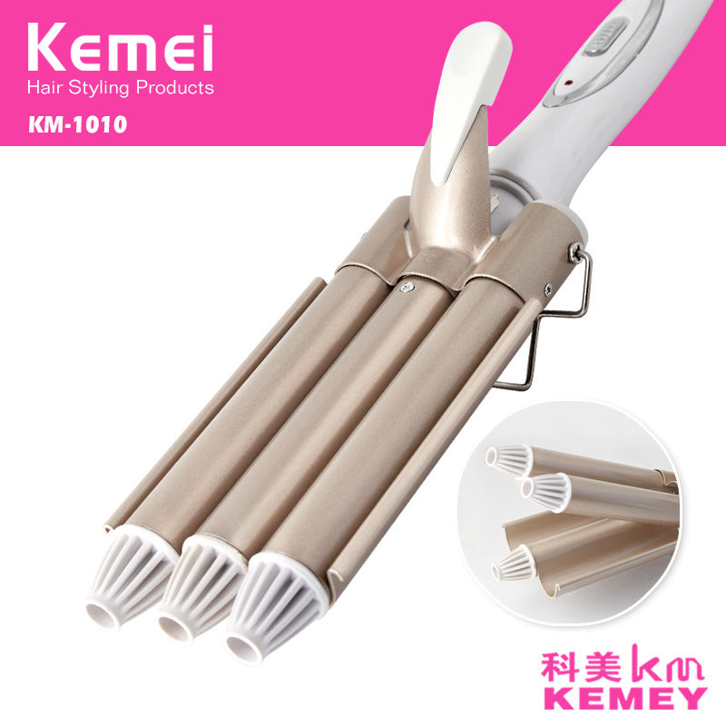 KM-1010 Kemei three stick curling iron does not hurt power generation roll bar water corrugated plywood egg roll big volume perm