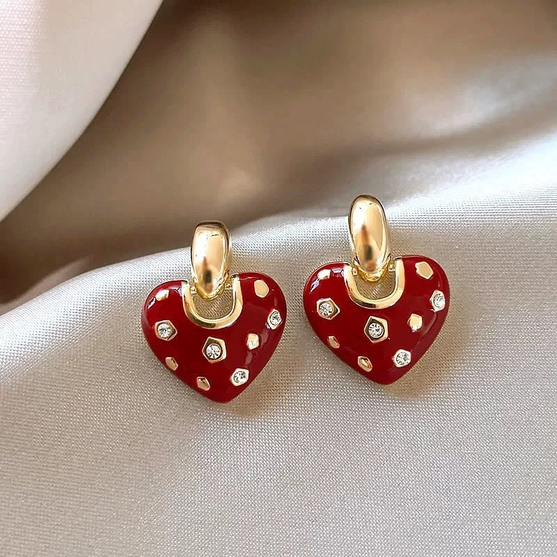 Fashion Red Love Women's Elegant Ear Studs