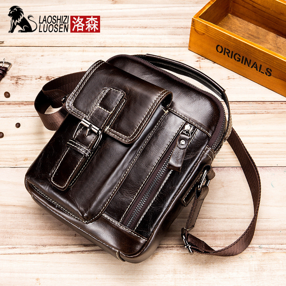 leather first layer leather men's shoulder small shoulder bag leather 8 inch ipadmini casual slung men's bag