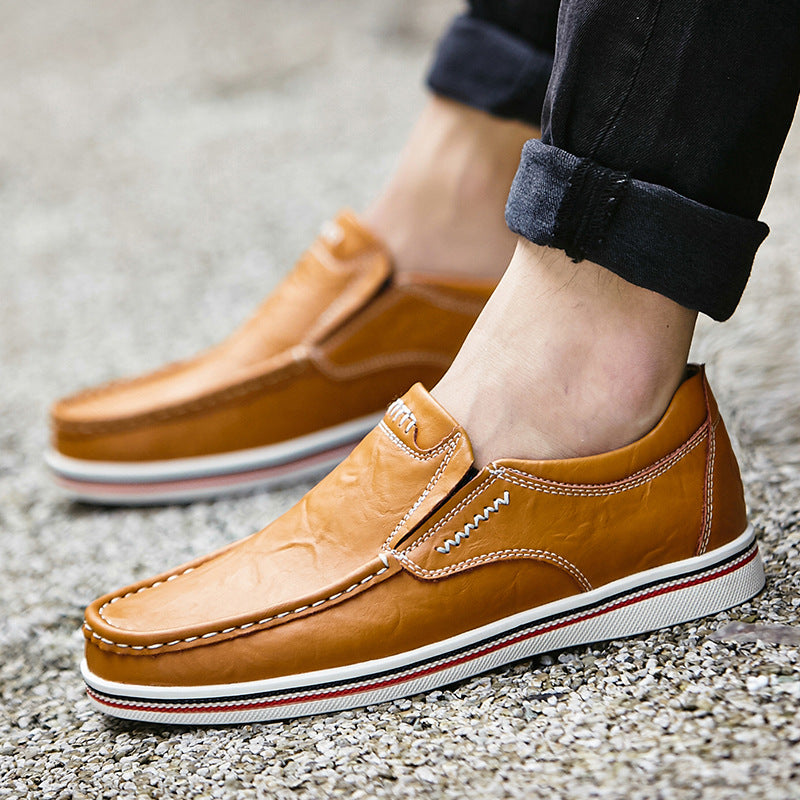 Spring style with suit shoes 45 large size white men's shoes 46 brown British casual shoes yellow leather shoes 47