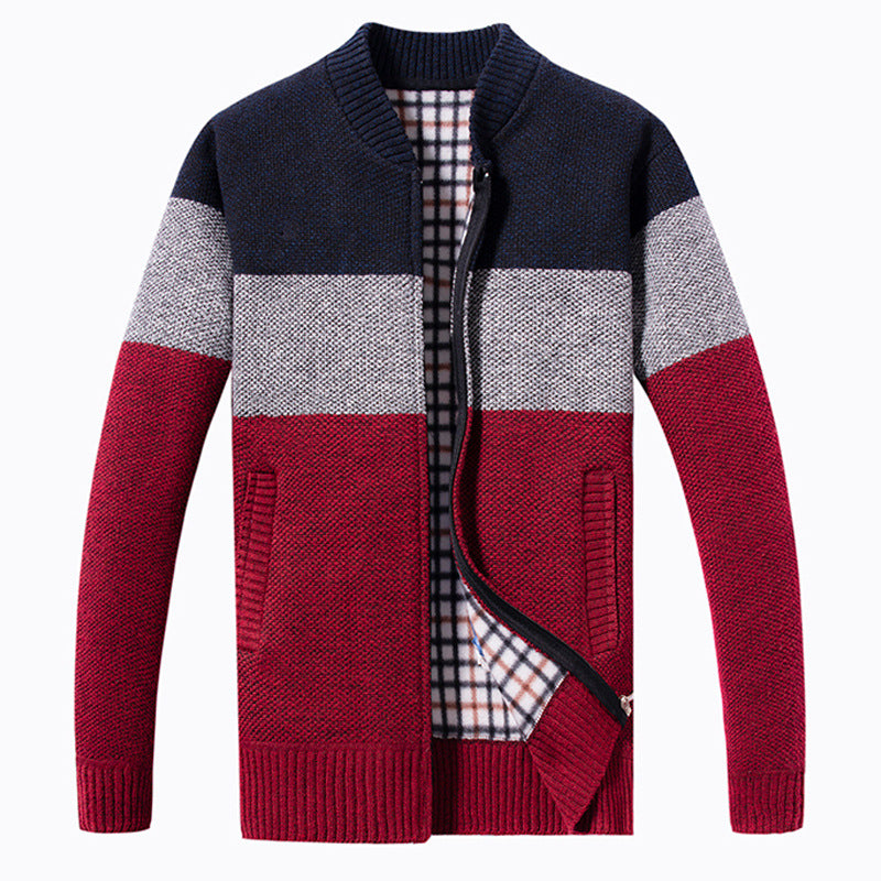 Winter clothes men's handsome cardigan knitted jacket men's jacket sweater autumn and winter collarless tops men's outerwear