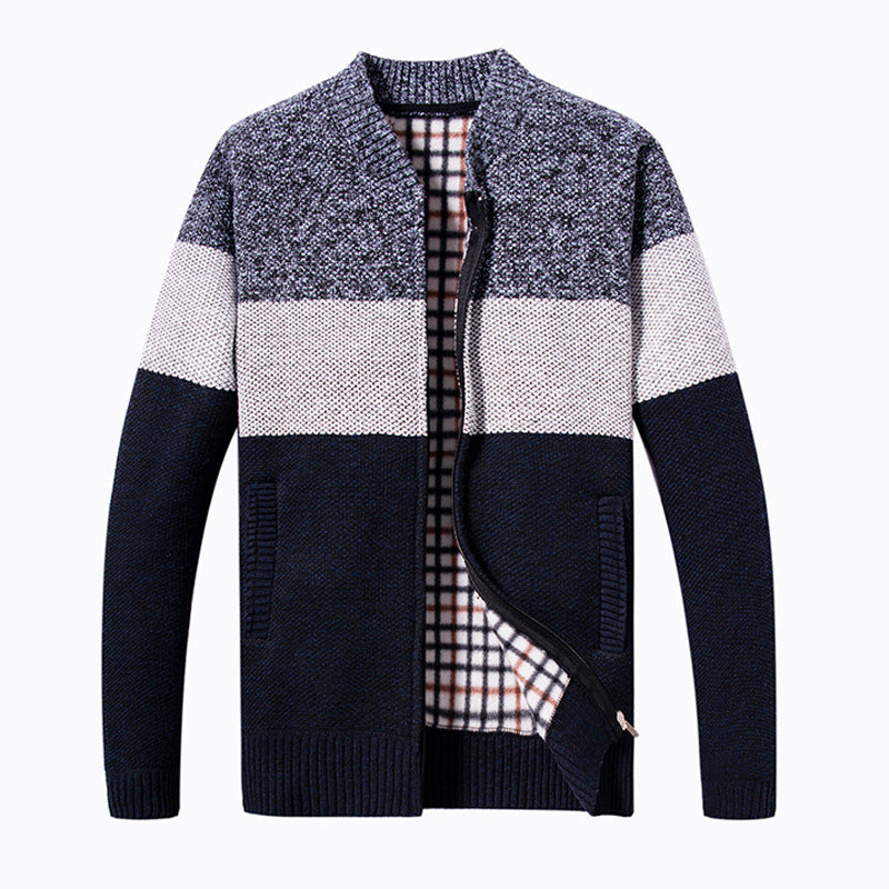 Winter clothes men's handsome cardigan knitted jacket men's jacket sweater autumn and winter collarless tops men's outerwear