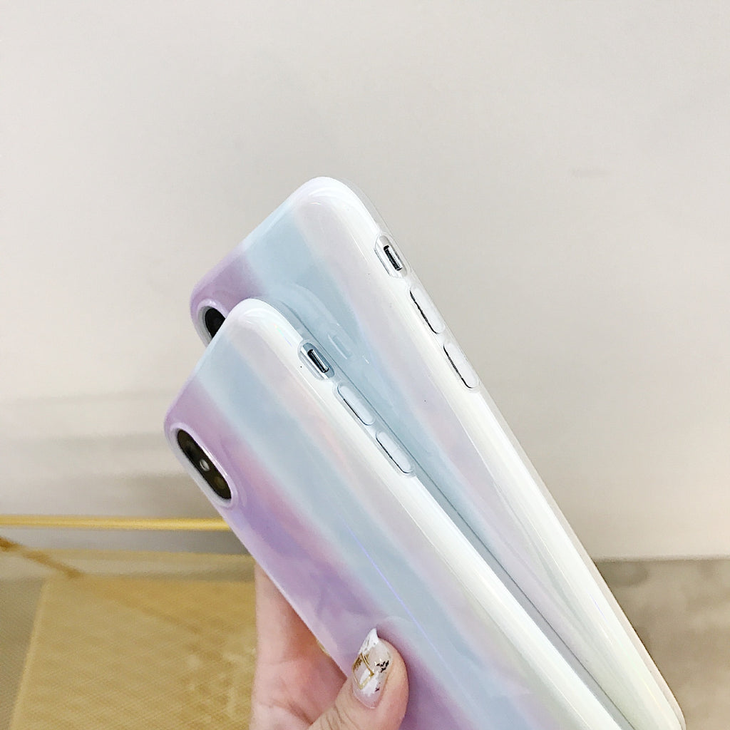 LOVECOM Case For iPhone XS XR XS Max X 6 6S 7 8 Plus Fashion Aurora Pattern Laser IMD Soft Protector Phone Back Cover Case